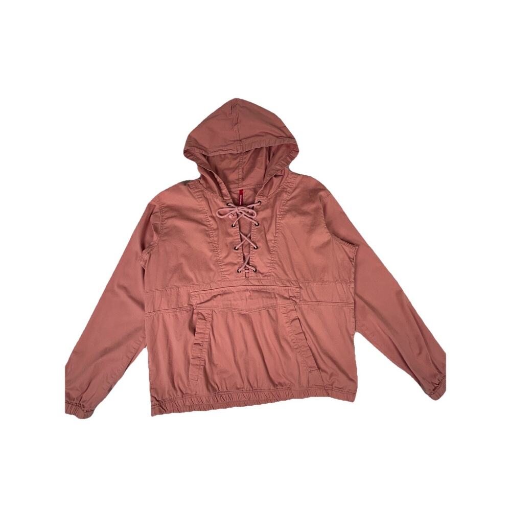 Union Bay cotton anorak w/hood lace front kangaroo pocket Womens Sz L